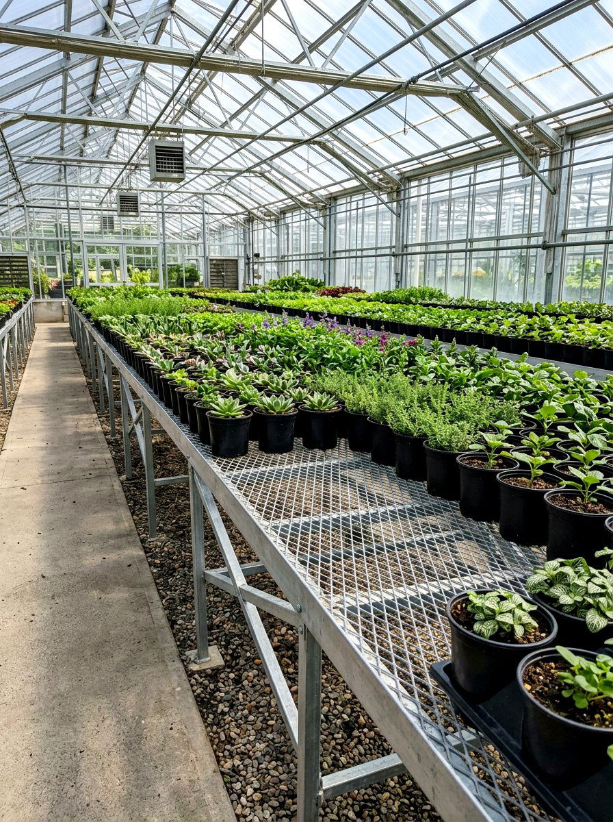 Heavy Duty Mesh Greenhouse Bench - 30 greenhouse storage bench ideas