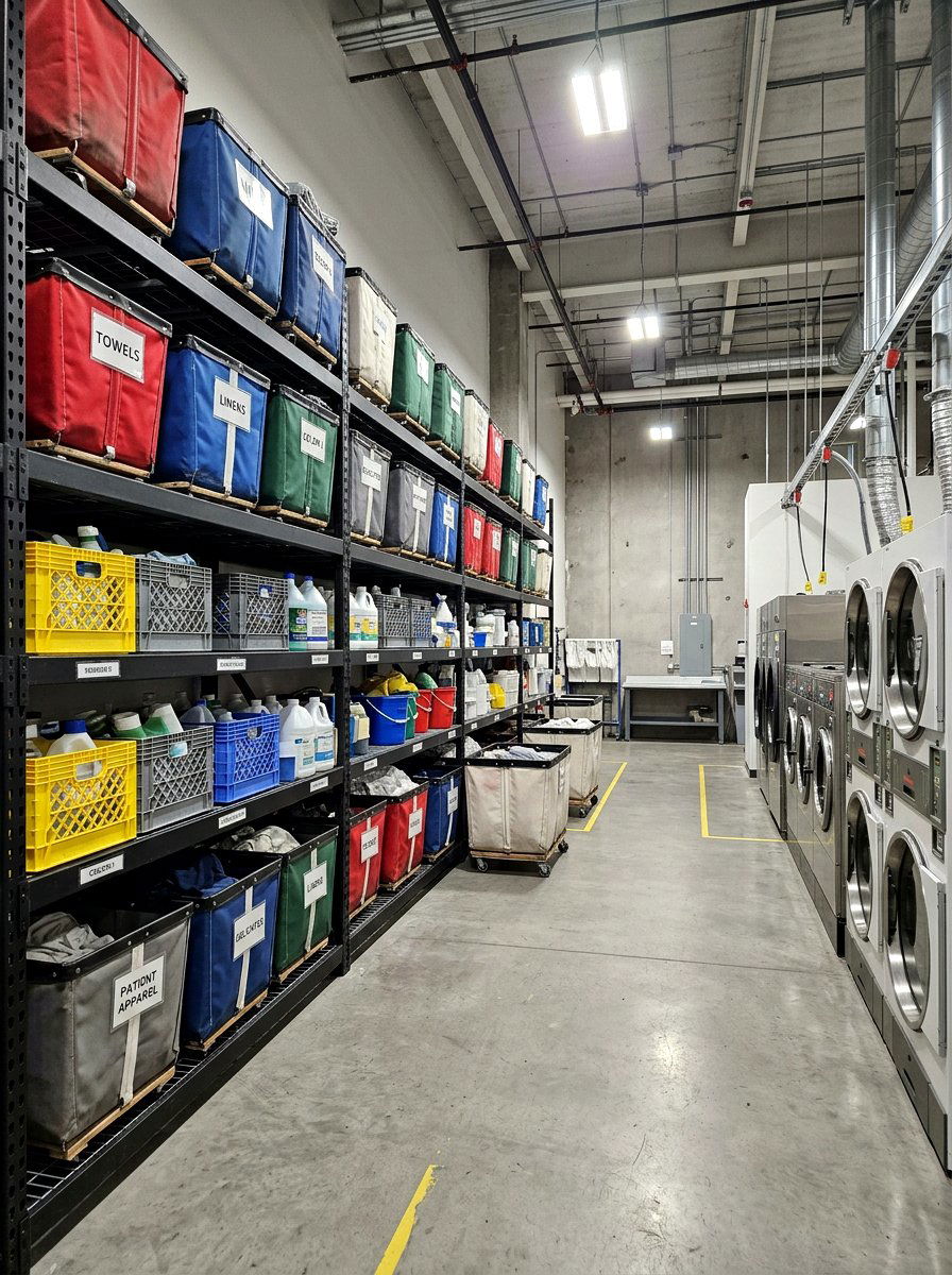Heavy Duty Metal Racks - 30 laundry room shelf ideas