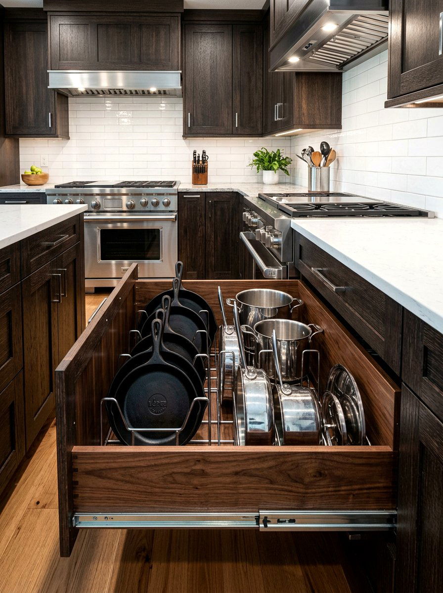 Heavy Duty Pot Drawer - 30 kitchen drawer organization ideas