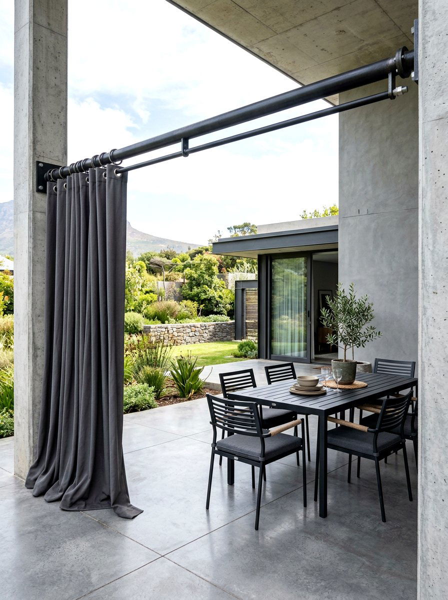 Heavy Duty Steel Outdoor Curtain Rod - 30 outdoor curtain rod ideas