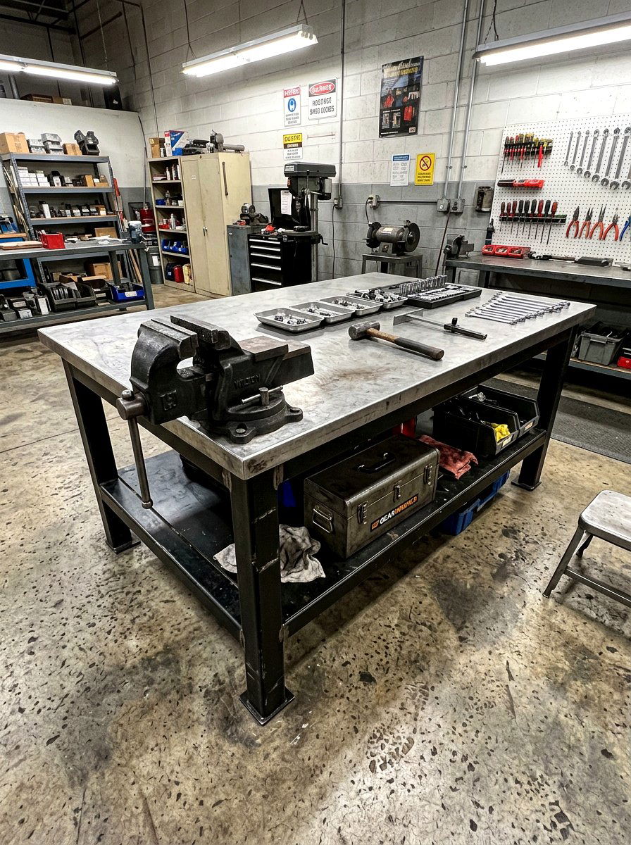 Heavy Duty Steel Workbench - 30 garage workbench ideas