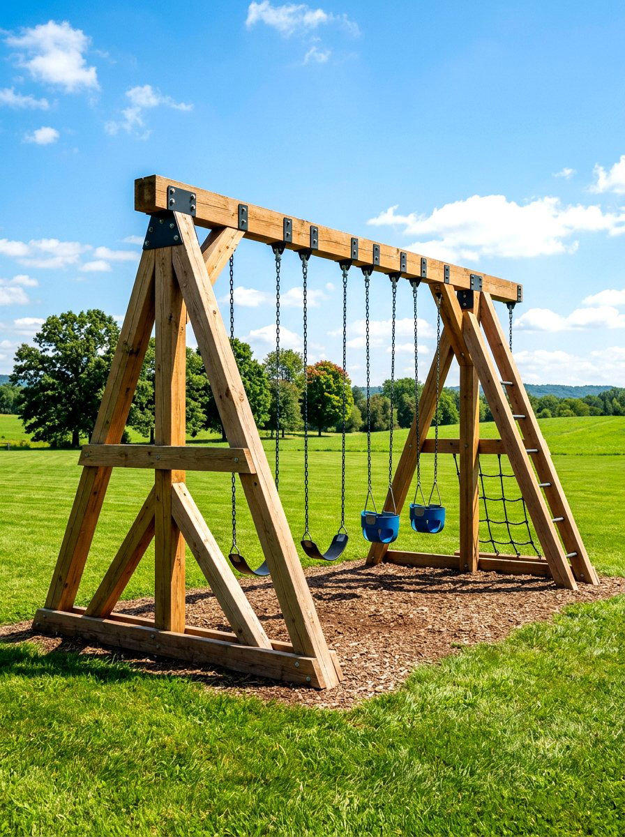 Heavy Duty Swing Set - 30 backyard swing set ideas