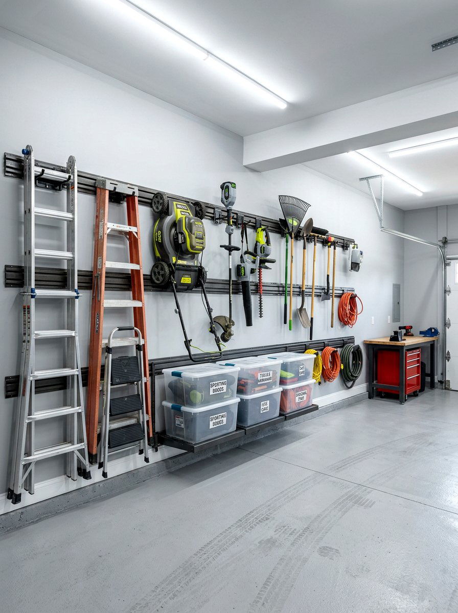 Heavy Duty Track System - 30 garage wall panel ideas