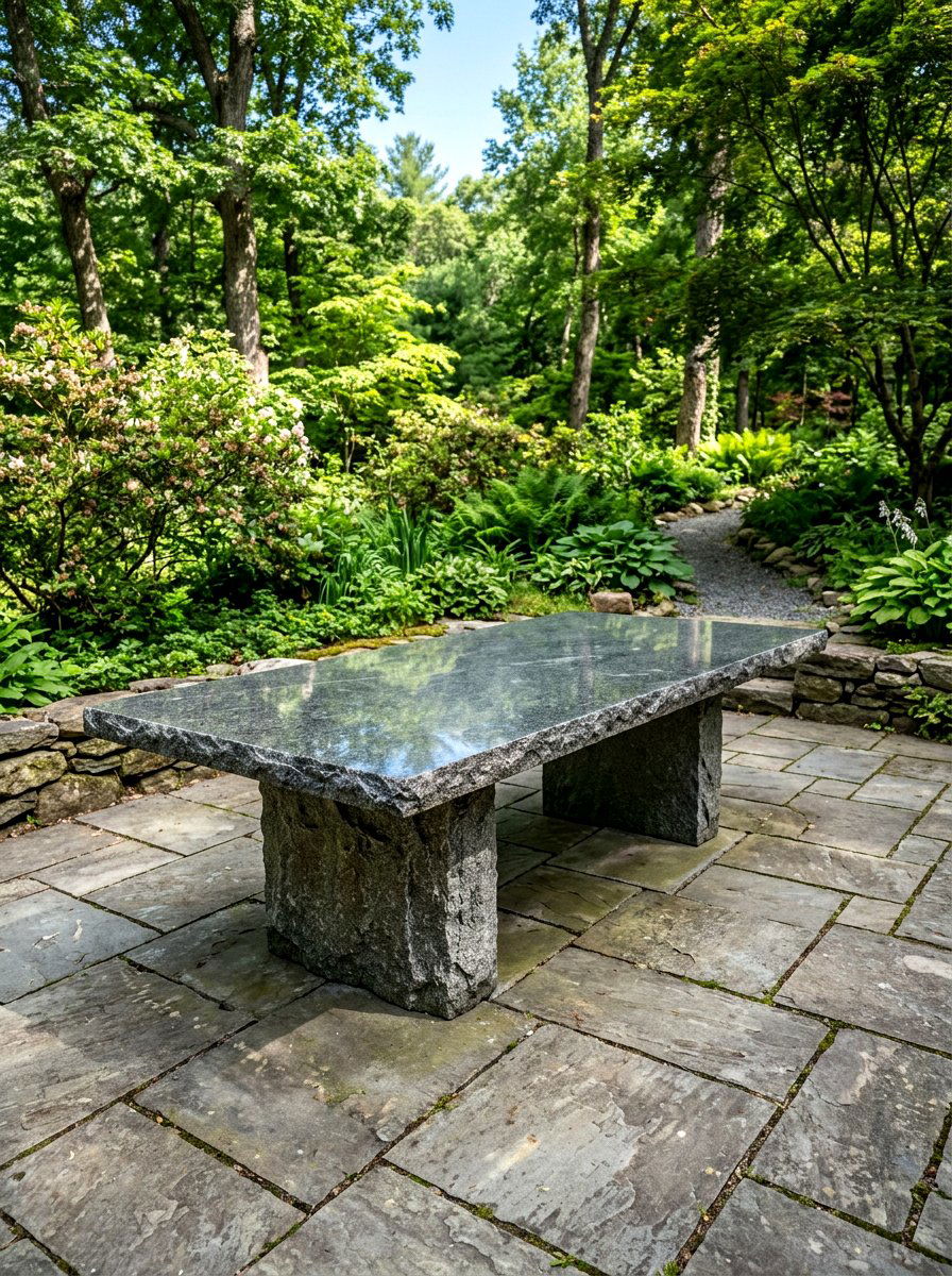 Heavy Granite Garden Table - 30 garden dinner table ideas