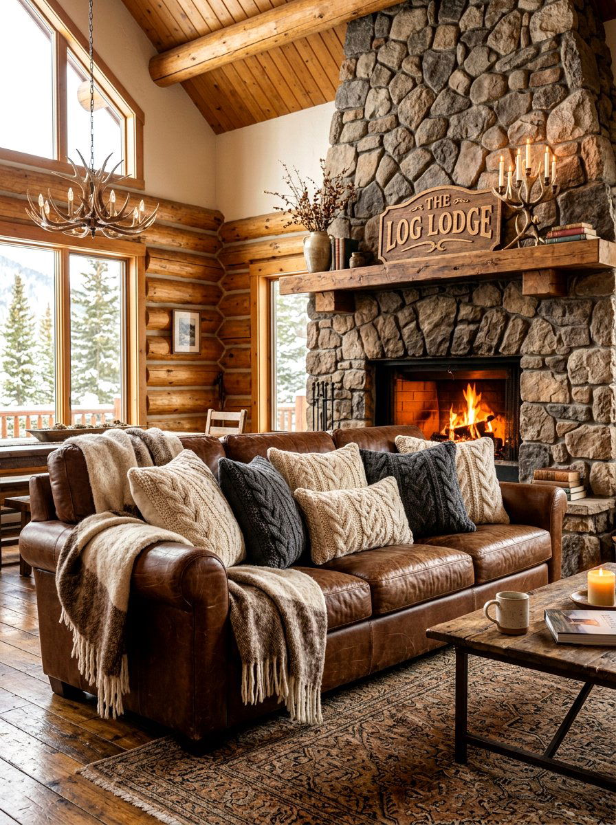 Heavy Knit Pillows - 30 lodge decor ideas