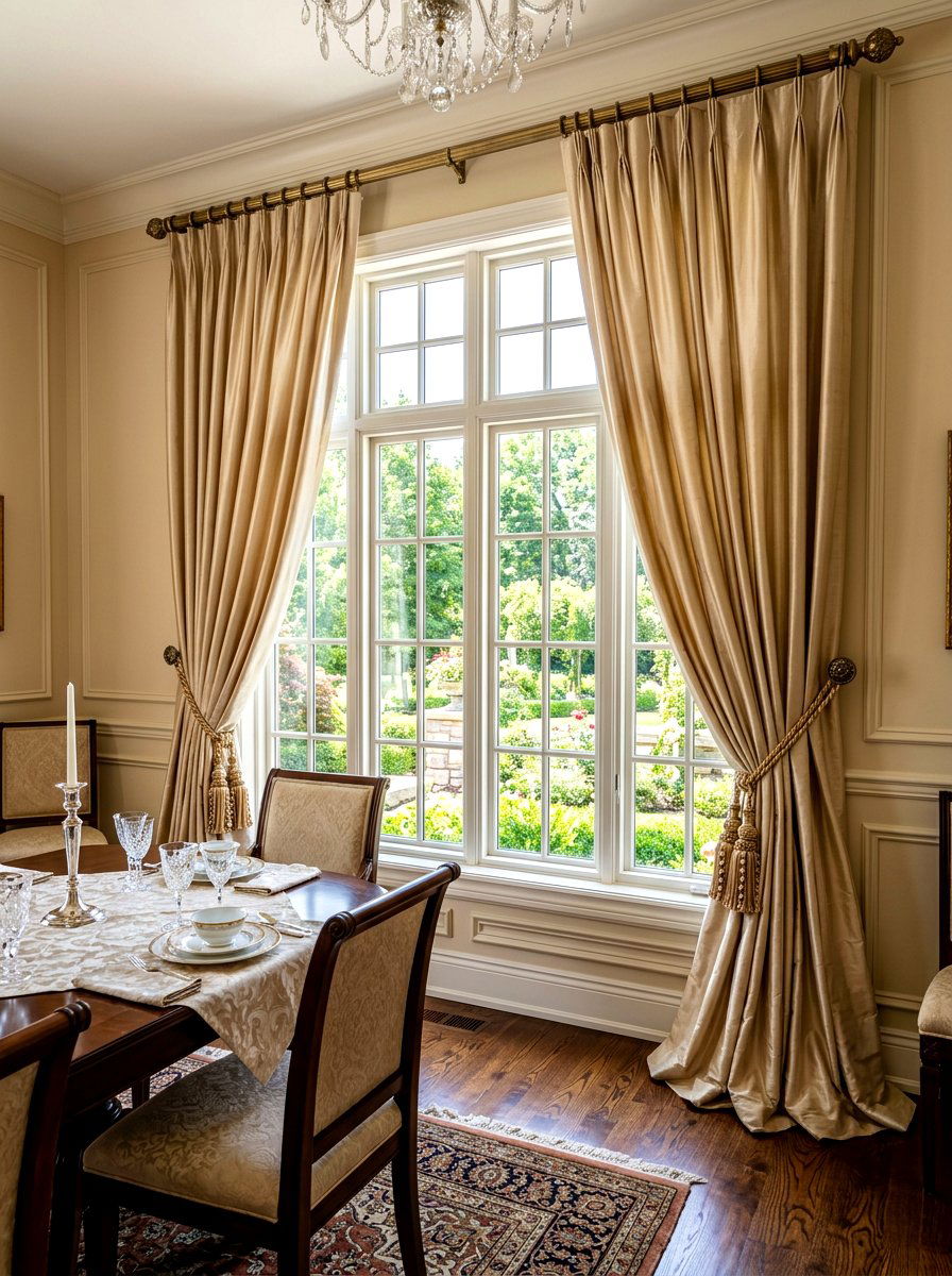 Heavy Silk Drapes - 30 collected traditional dining room ideas