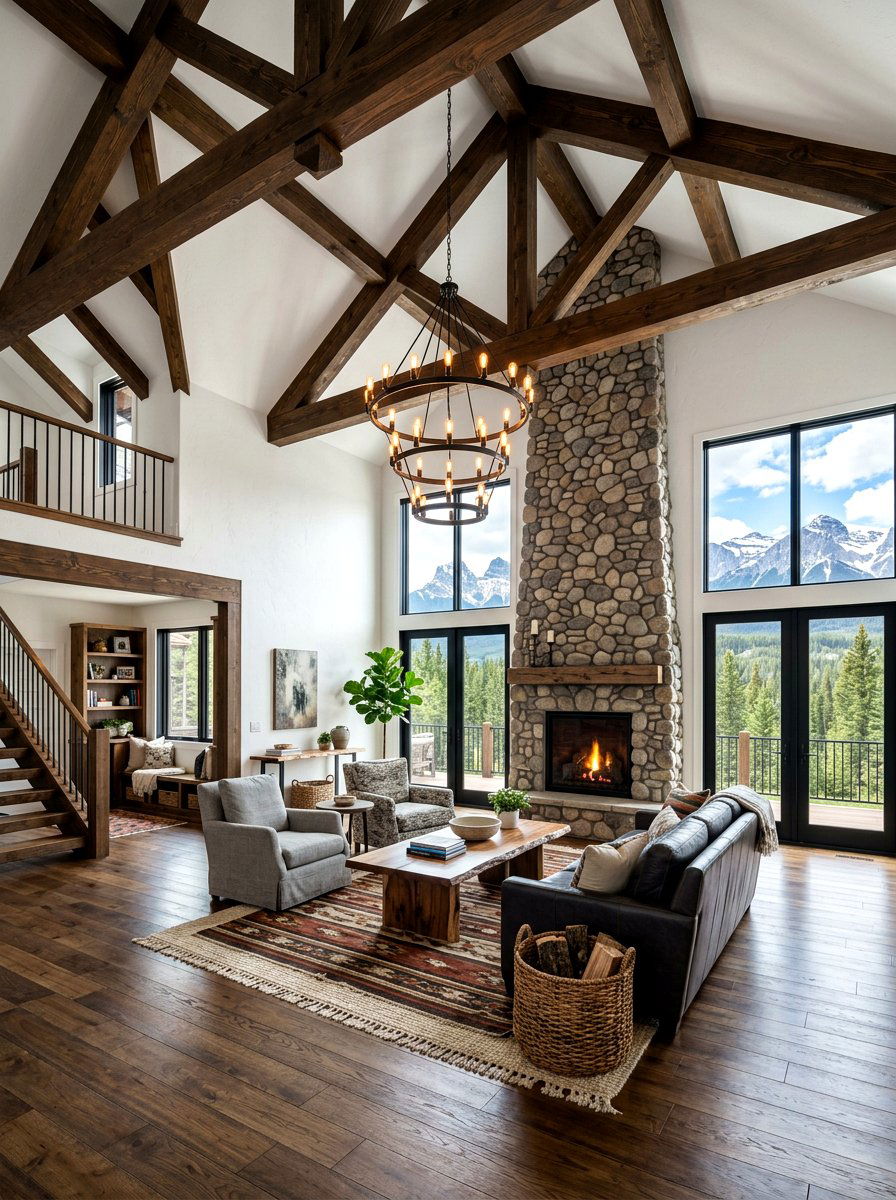 Heavy Timber Ceiling Beams - 30 lodge decor ideas