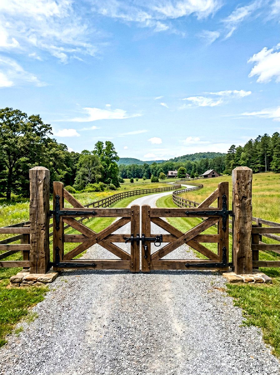 Heavy Timber Gate - 30 fence gate ideas