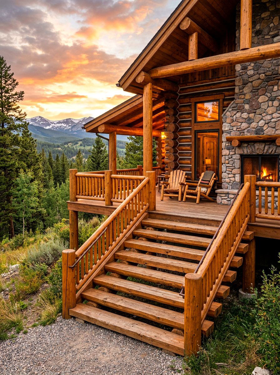 Heavy Timber Porch Steps - 30 porch step ideas