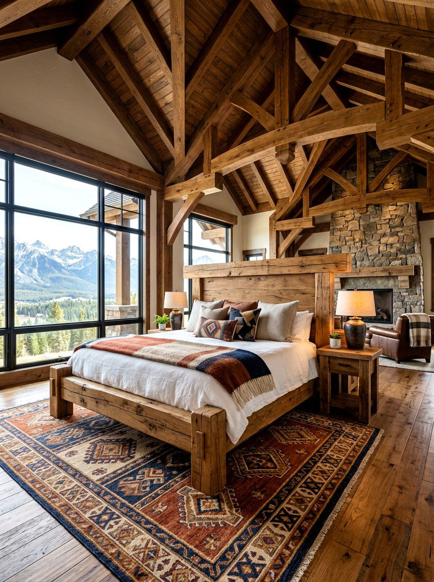 Heavy Timber Wood Bed - 30 wood bed frame ideas