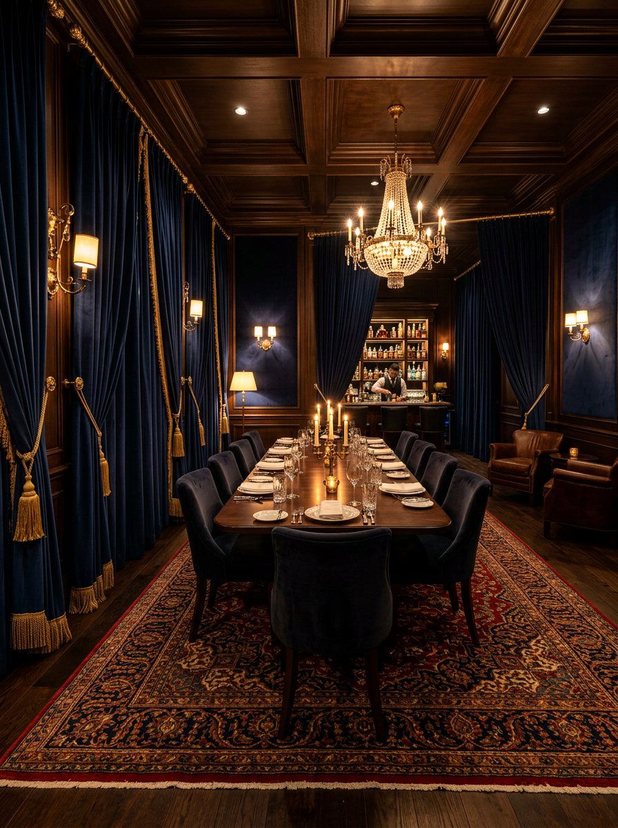 Heavy drape speakeasy dining room - 30 speakeasy dining room ideas