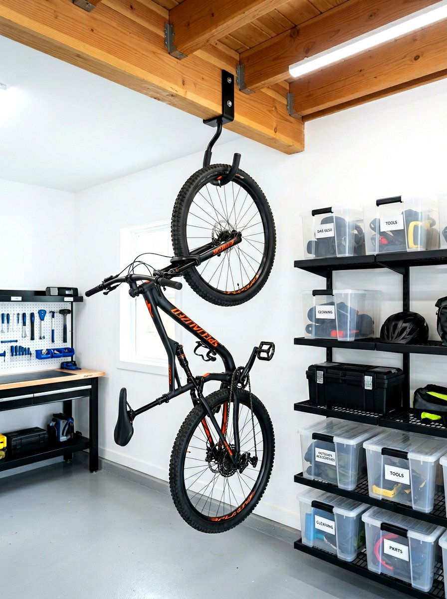 Heavy duty bike hook - 30 garage bike storage ideas