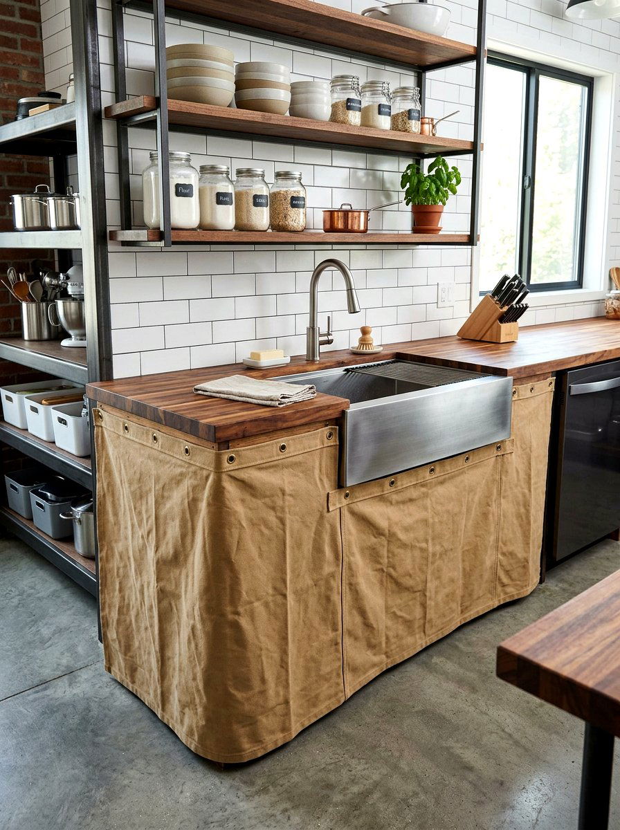 Heavy duty canvas sink skirt - 30 skirted sink ideas
