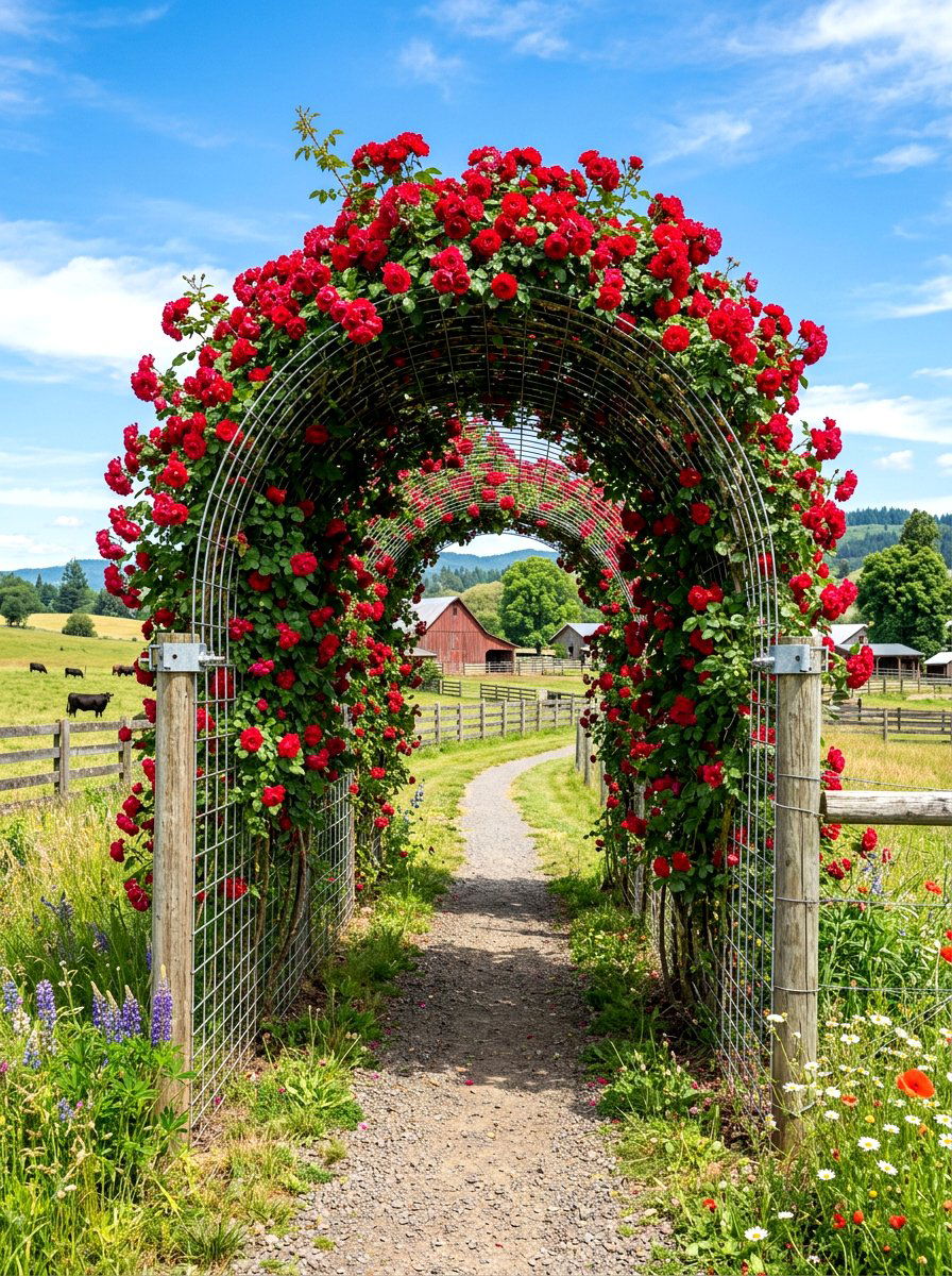 Heavy duty cattle panel arch - 30 climbing rose trellis ideas