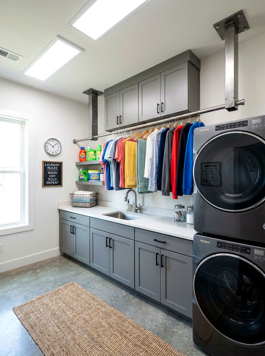 30 Laundry Room Hanging Rod Ideas for Neater Drying and Storage