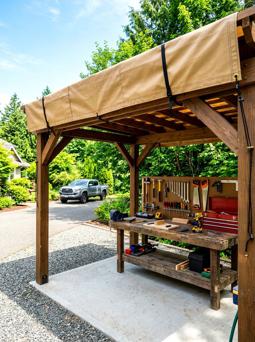 Heavy duty tarp - 30 pergola roof ideas