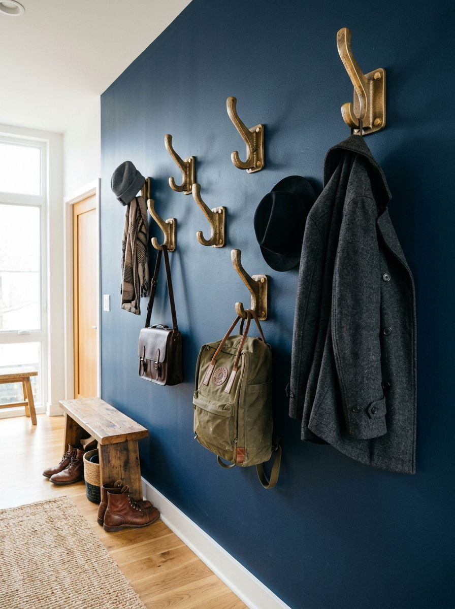 Heavy duty wall hooks - 30 small entryway ideas