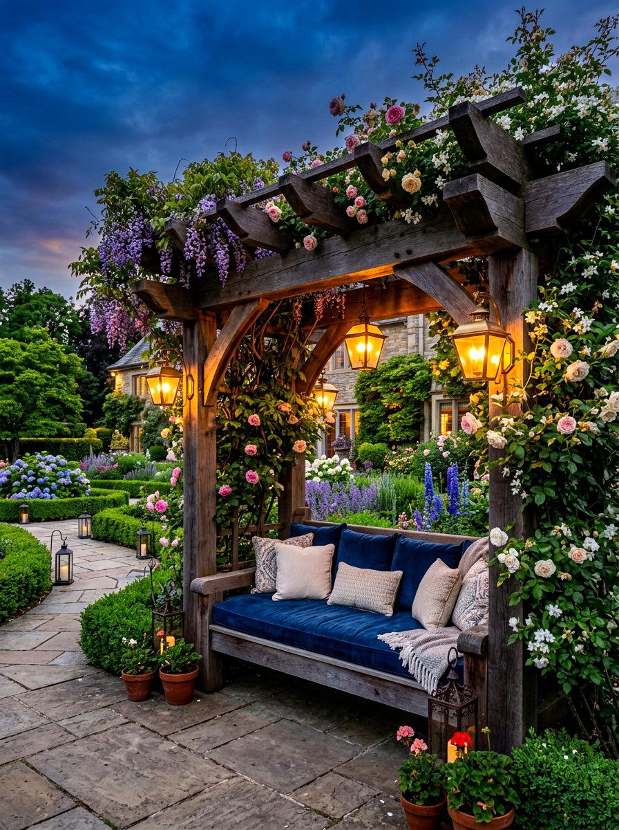 Heavy duty wood pergola bench - 30 wooden patio furniture ideas