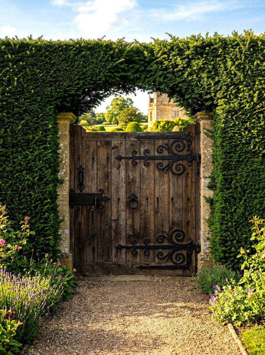 Heavy oak gate - 30 antique garden gate ideas