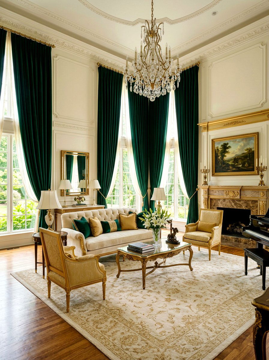 Heavy velvet curtains - 30 acoustic living room ideas