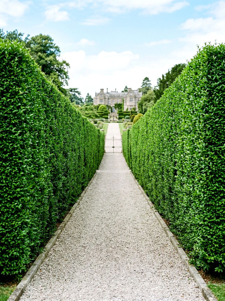 Hedge Lined Gravel - 30 gravel walkway ideas