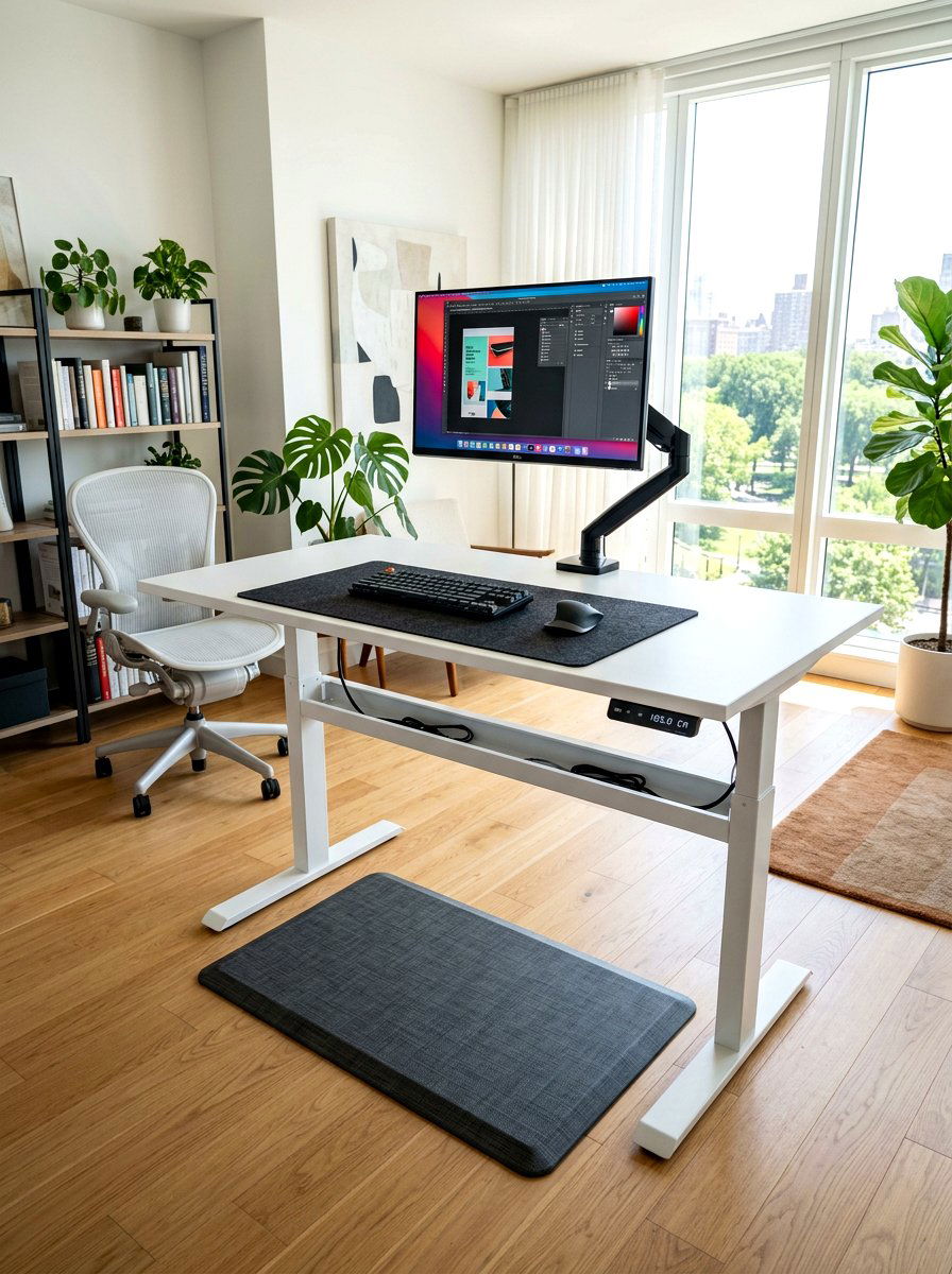 Height Adjustable Desk - 30 calming home office ideas