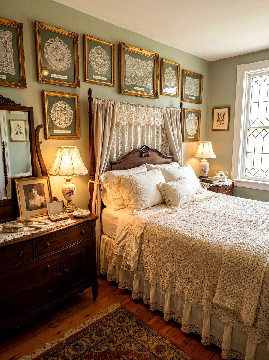 Heirloom lace bedroom styling - 30 cottage lace bedroom ideas