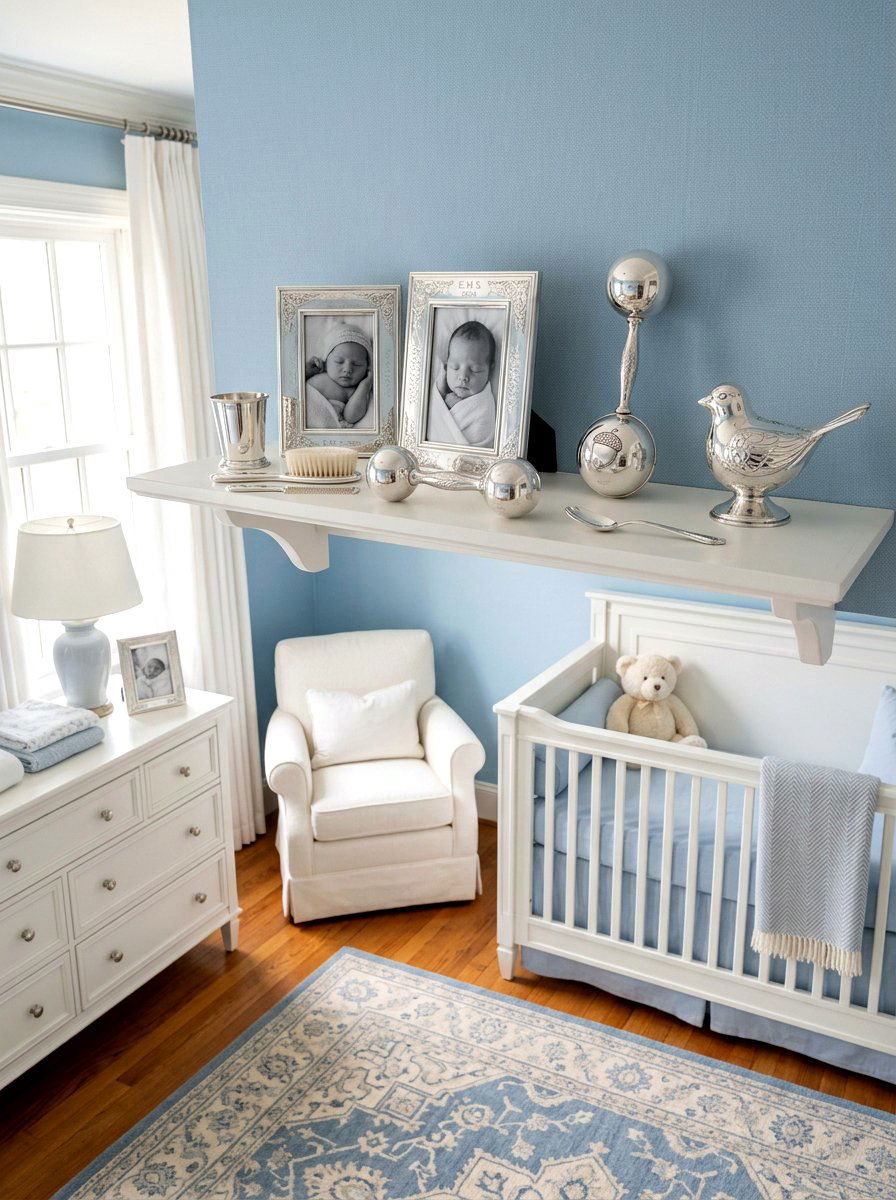 Heirloom silver nursery accessories - 30 romantic baby room ideas