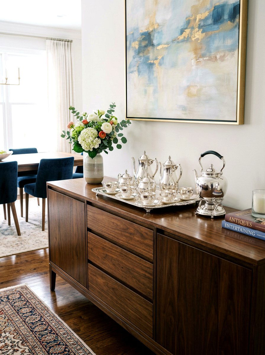 Heirloom silver tea set tray - 30 heirloom decor ideas