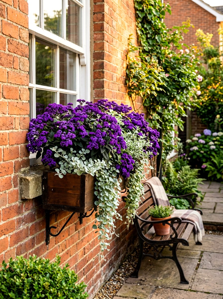 Heliotrope Window Box - 30 evening fragrance garden ideas