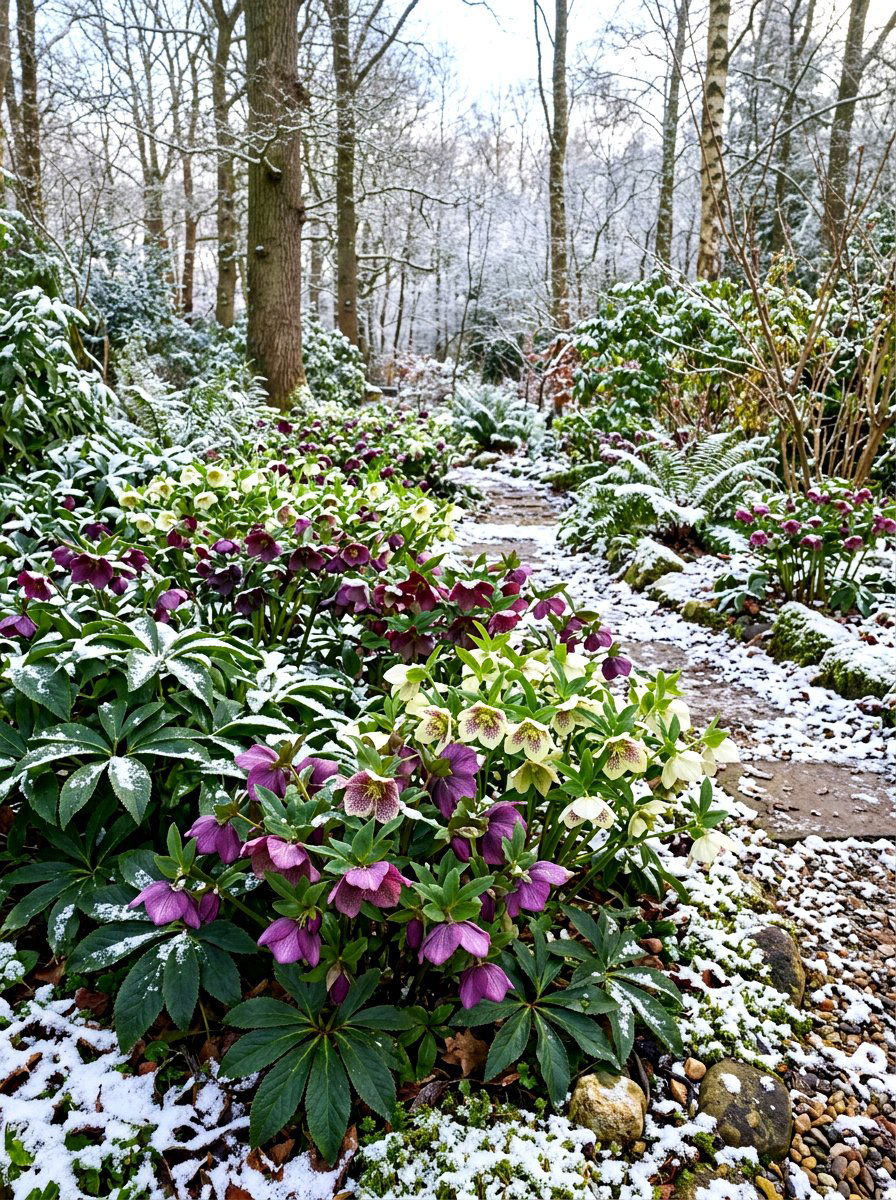 Hellebore Winter Garden - 30 woodland shade garden ideas