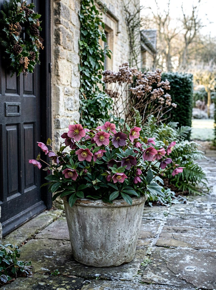 Hellebore Winter Pot - 30 shade container garden ideas