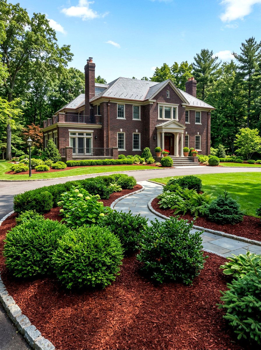 Hemlock Mulch Bed - 30 front yard mulch ideas