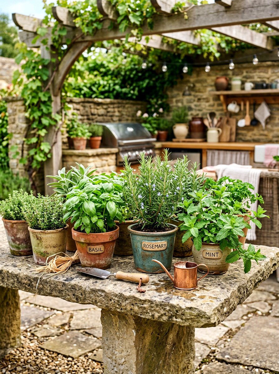 Herb Container Garden - 30 patio container garden ideas