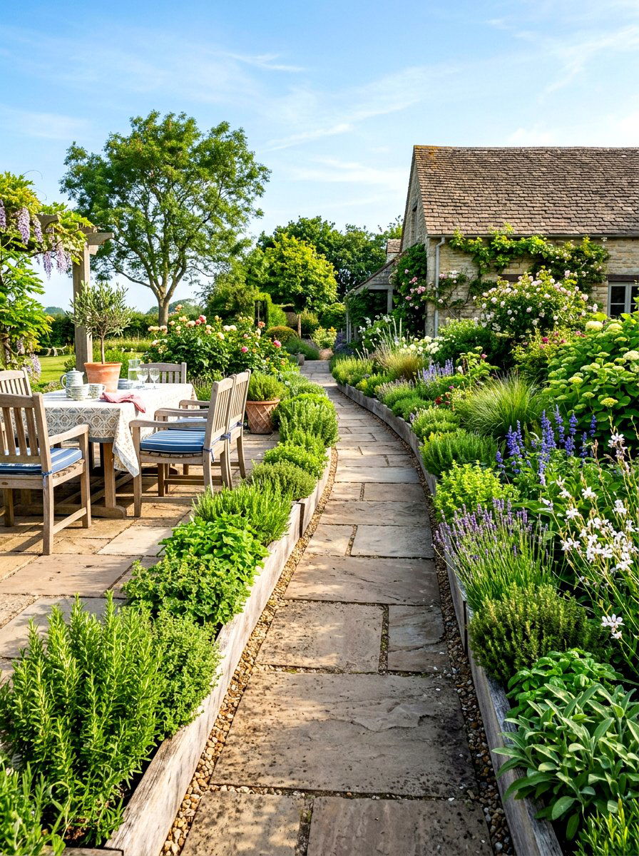Herb Edge Pathway - 30 patio herb garden ideas