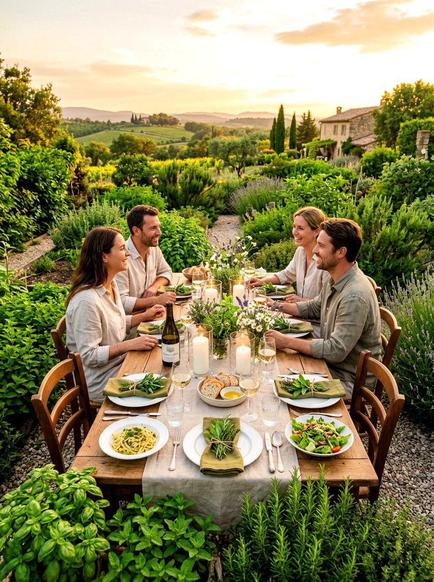 Herb Garden Aromatic Dinner - 30 candlelit garden dinner ideas