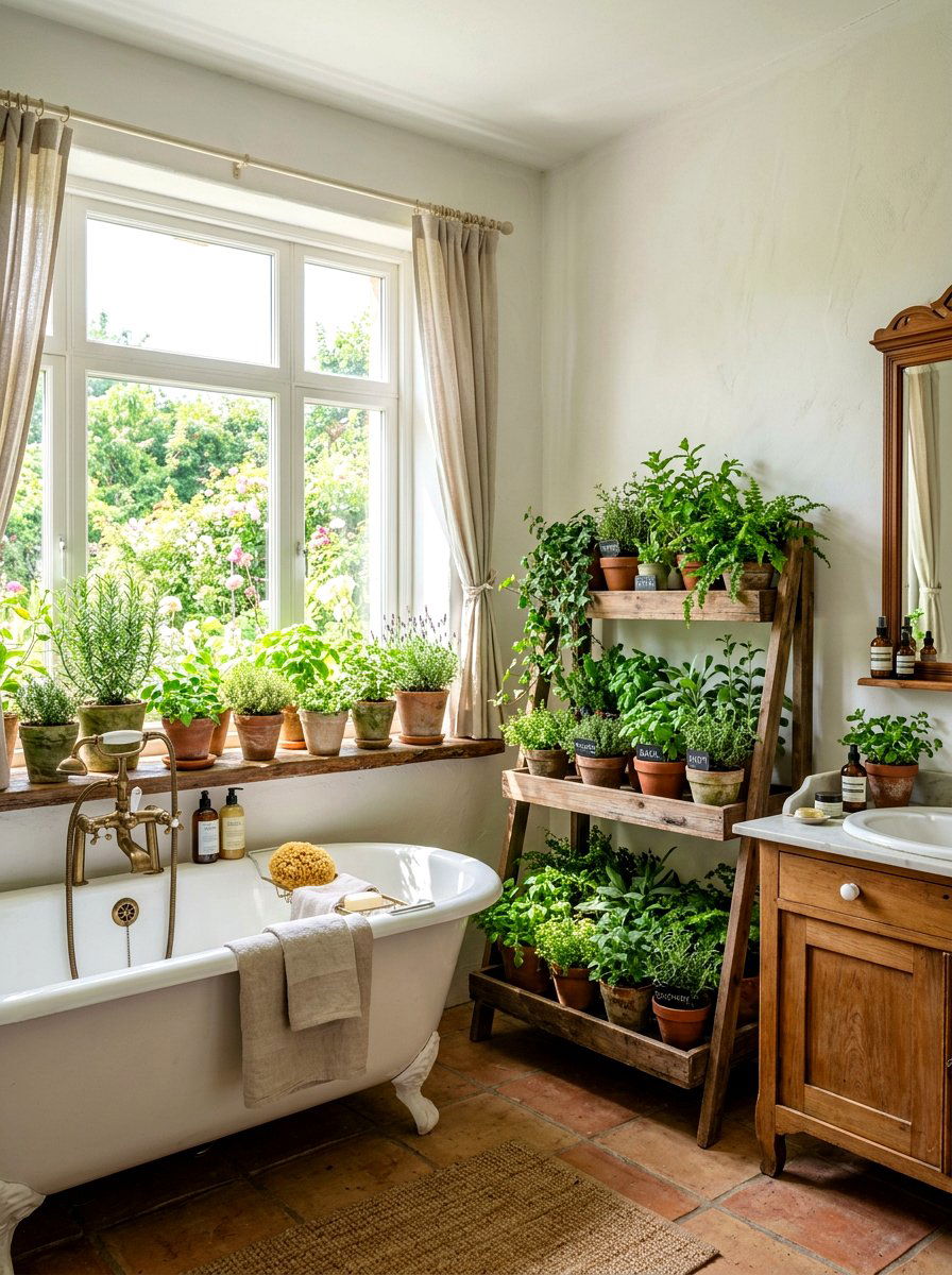 Herb Garden Bathroom - 30 cottagecore bathroom ideas