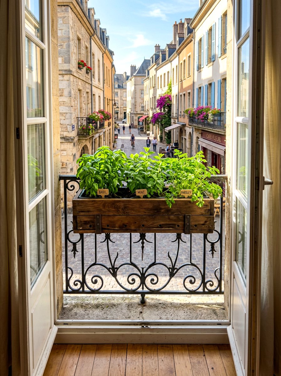 Herb Garden Box - 30 Juliet balcony decor ideas