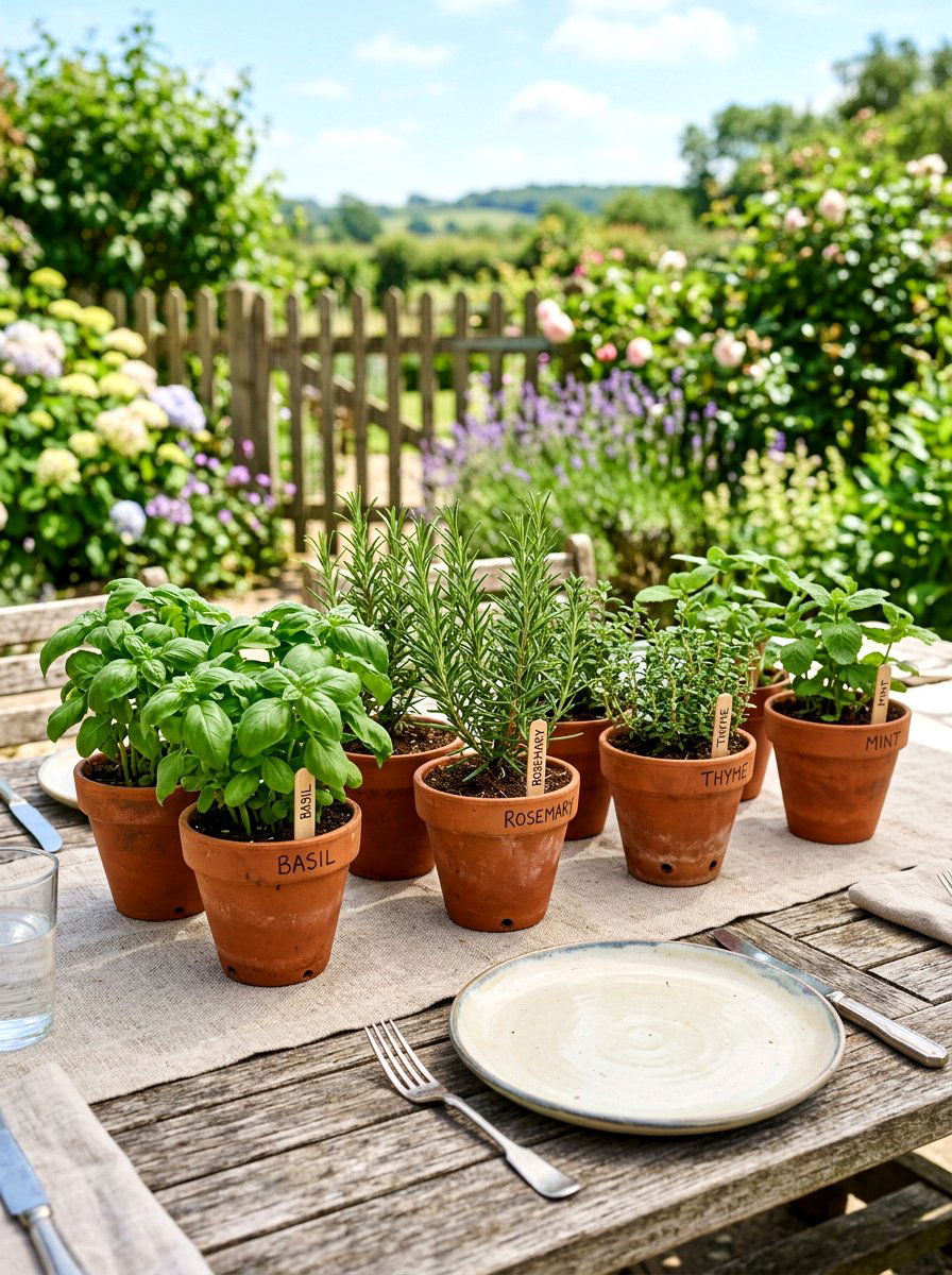 Herb Garden Centerpiece - 30 patio dinner party ideas