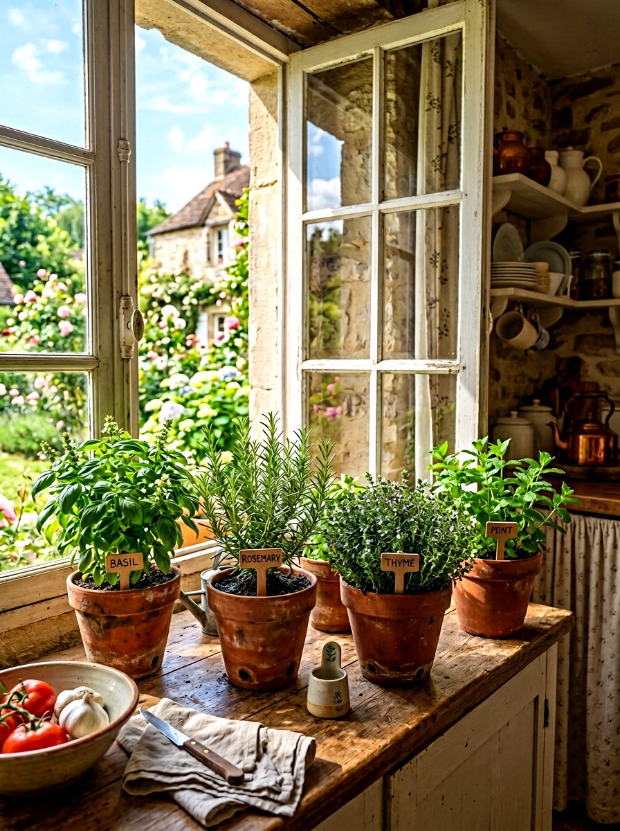 Herb Garden Clay Pots - 30 French cottage decor ideas