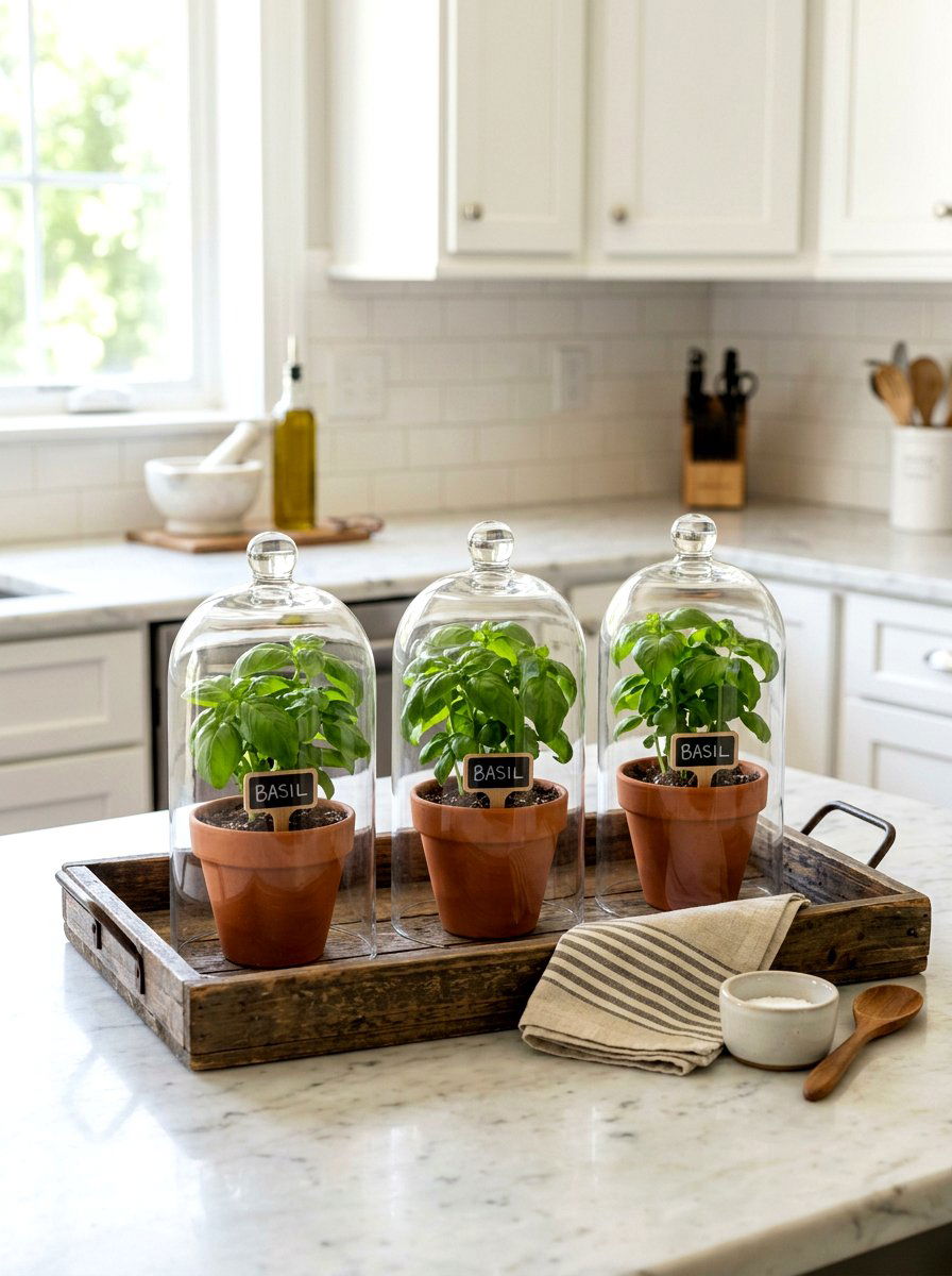 Herb Garden Cloche Display - 30 rustic herb garden ideas