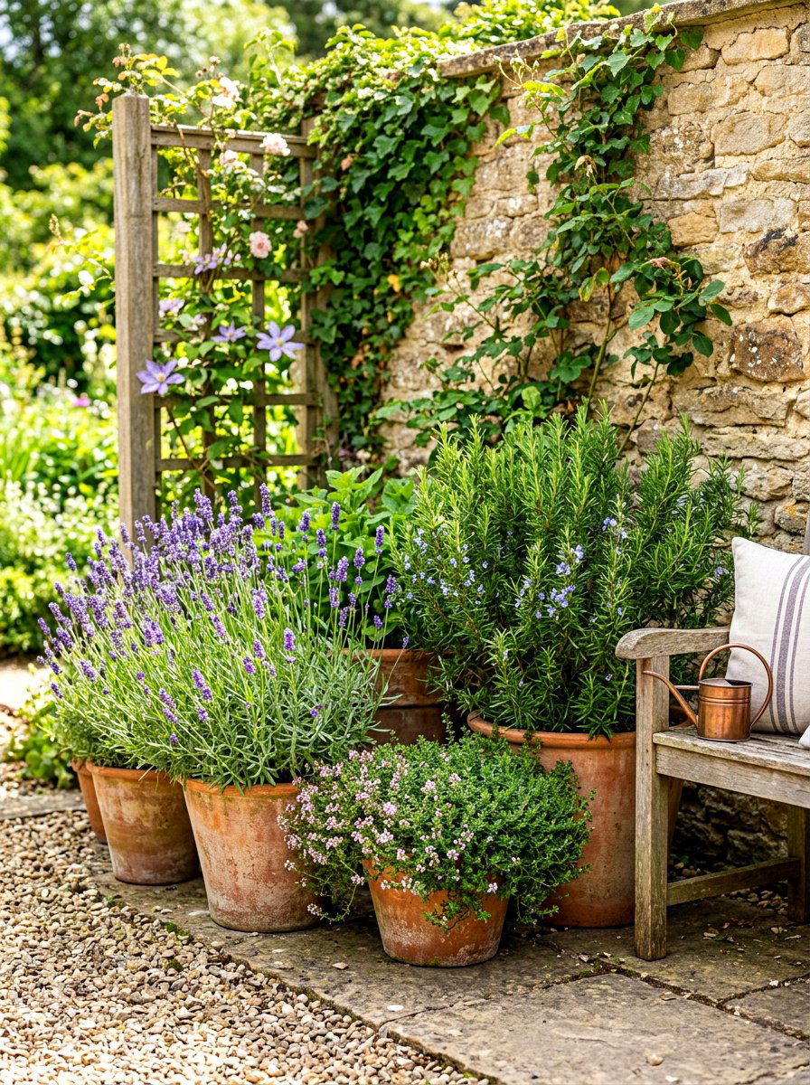 Herb Garden Corner - 30 Mediterranean exterior courtyard ideas