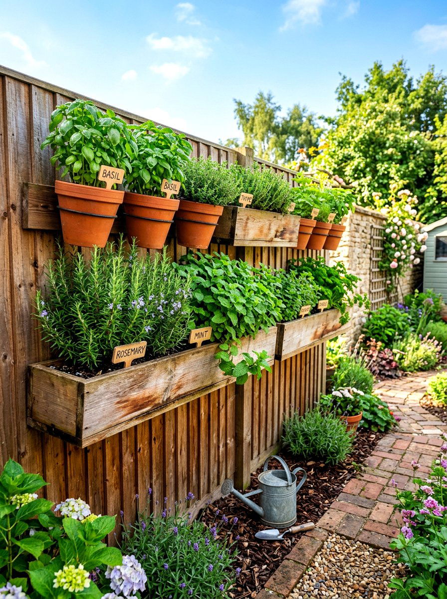 Herb Garden Fence Planters - 30 fence landscaping ideas