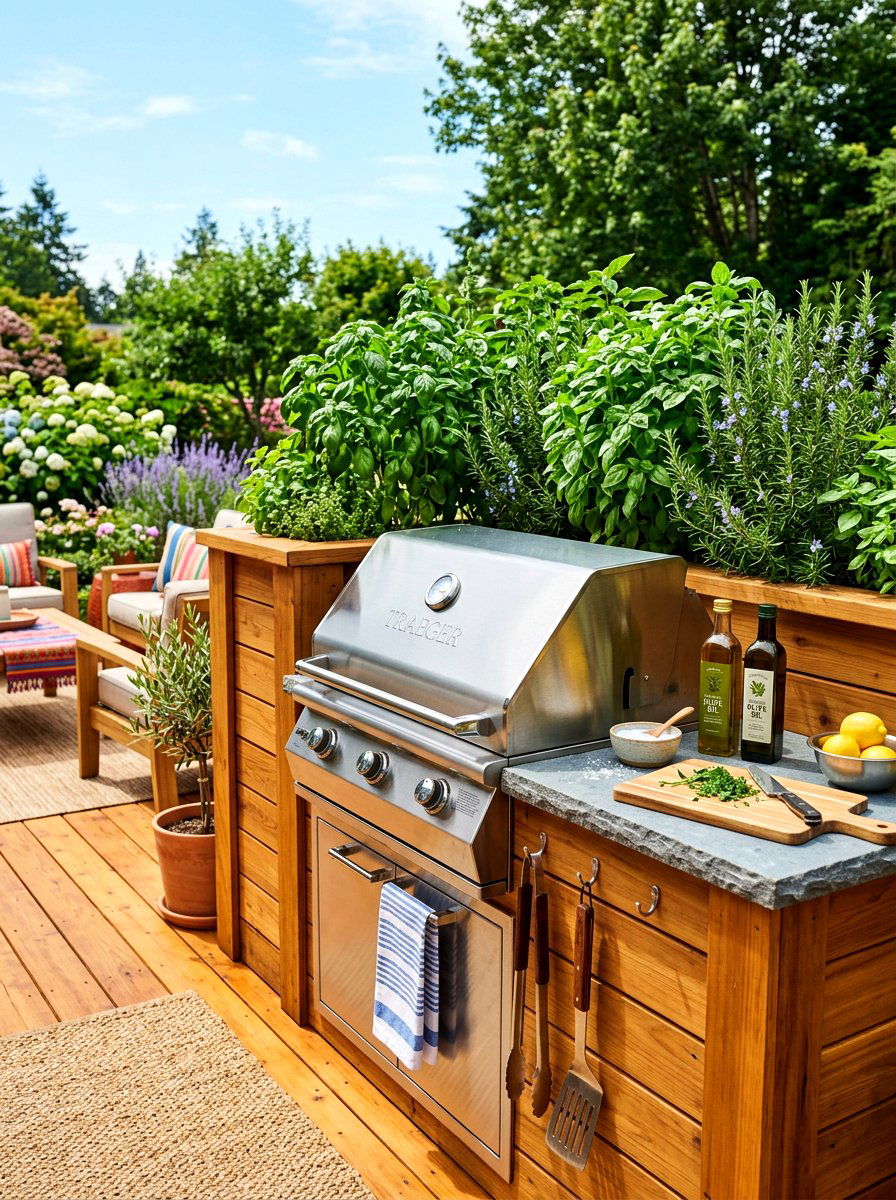 Herb Garden Grill - 30 deck grill station ideas