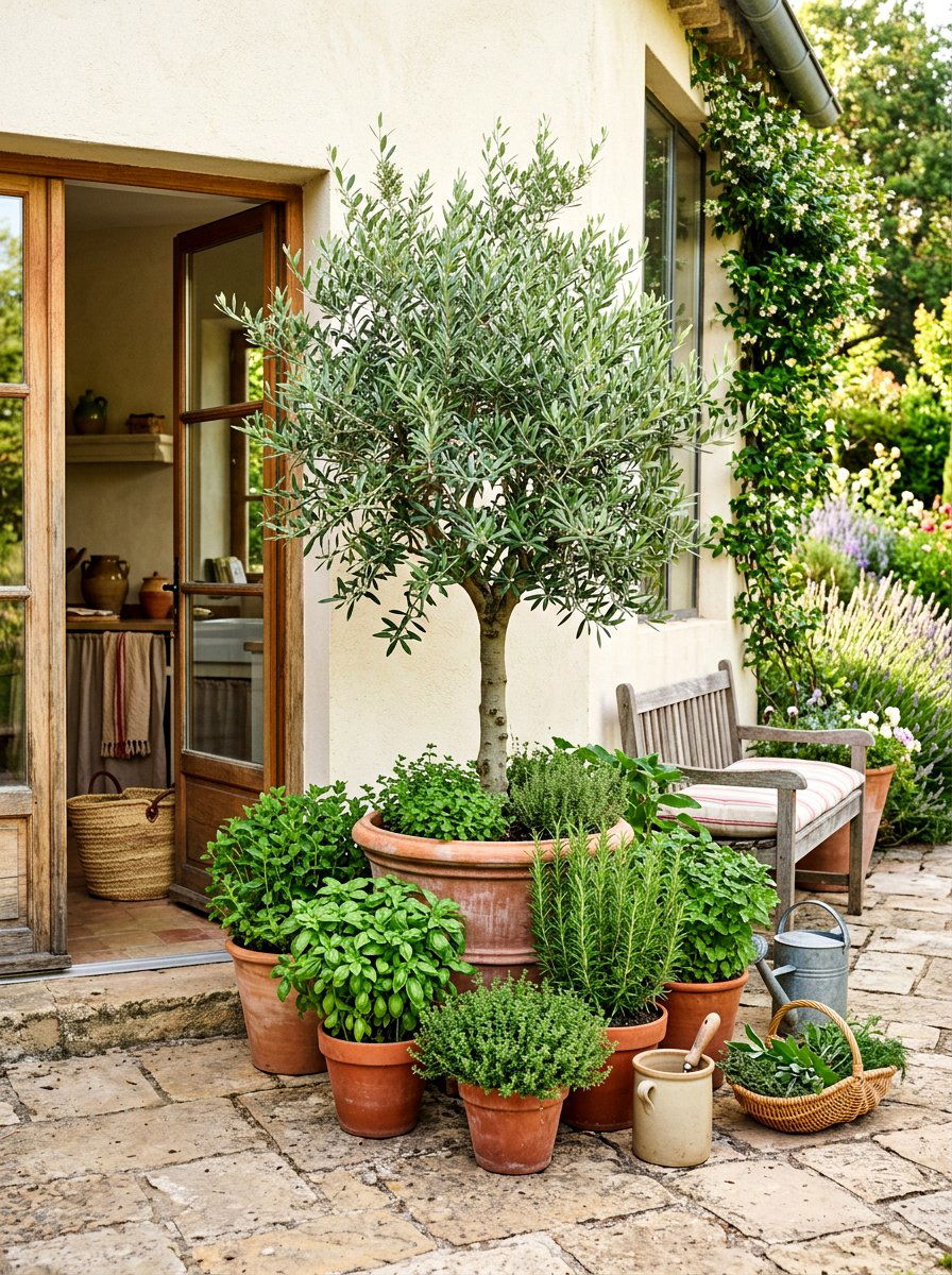 Herb Garden Integration - 30 potted olive backyard ideas