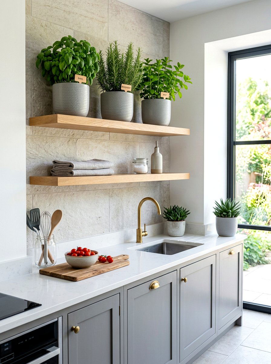 Herb Garden Kitchen Shelf - 30 spring shelf styling ideas aesthetic