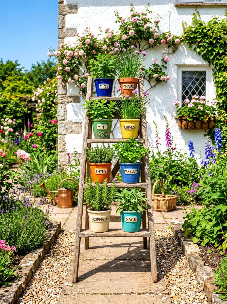 Herb Garden Ladder - 30 herb container garden ideas