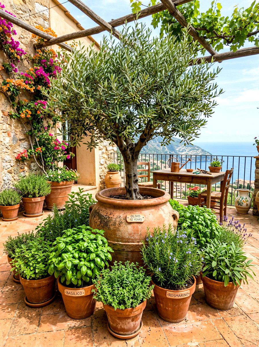Herb Garden Olive Tree Patio - 30 olive tree patio ideas