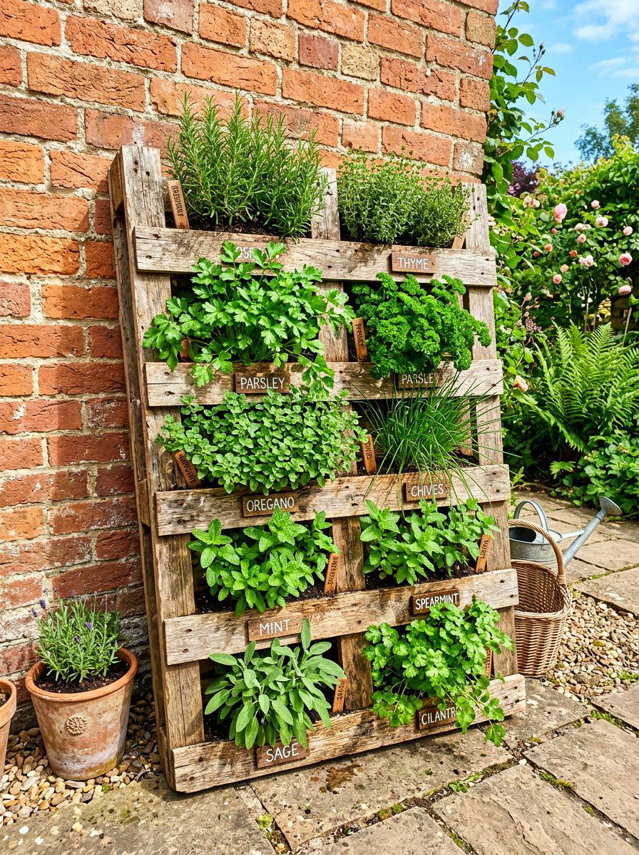 Herb Garden Pallet Planter - 30 pizza garden ideas