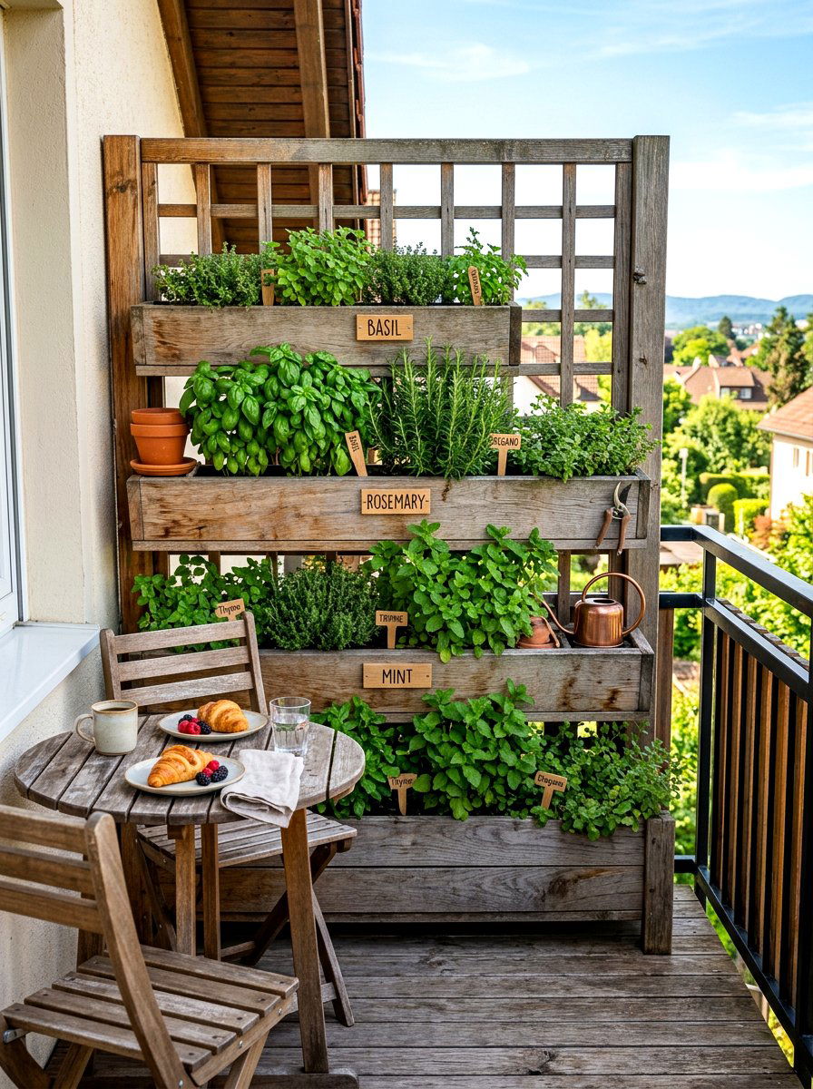 Herb Garden Privacy Wall - 30 balcony privacy planter ideas